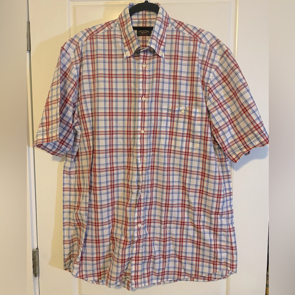 Paul & Shark Yachting Shirt. Plaid button down short sleeve. size 41